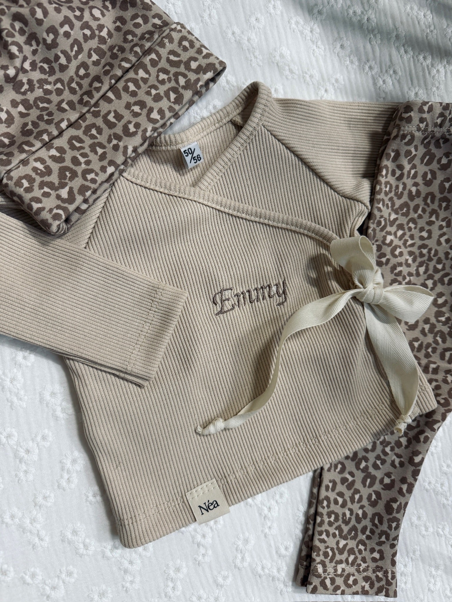 Overslagshirtje - Beige rib