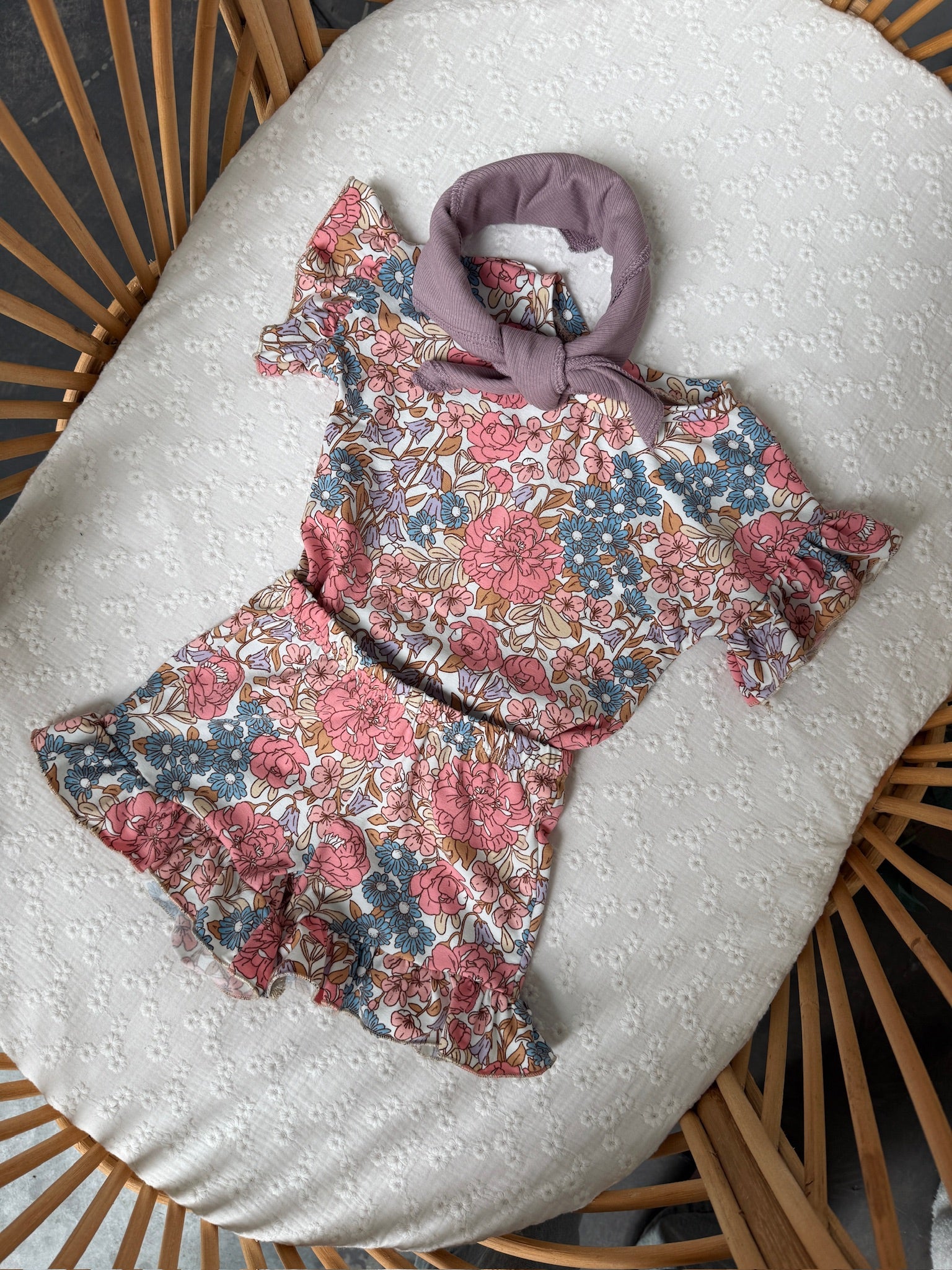 Ruffle short - Summer flowers blue